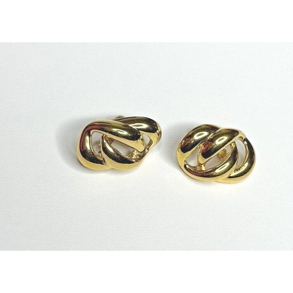 New Vintage Napier Gold Chain Links Earrings Gold Tone Chunky Screw Clip Signed - Picture 1 of 4